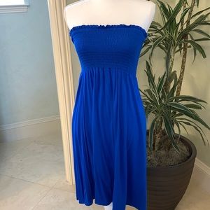 Tube top dress jersey royal blue